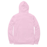 Back View - pink hoodie with mountain print 