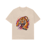 beige oversized tiger graphic tee