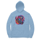 blue hoodie with dragon design