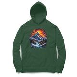 green hoodie with mountain print 
