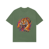 green oversized tiger graphic tee