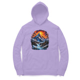 lavender hoodie with mountain print 