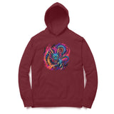 maroon hoodie with dragon design