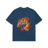 navy blue oversized tiger graphic tee