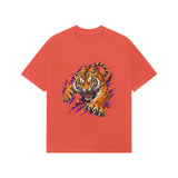 orange oversized tiger graphic tee