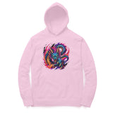 pink hoodie with dragon design