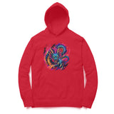 red hoodie with dragon design