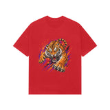 red oversized tiger graphic tee